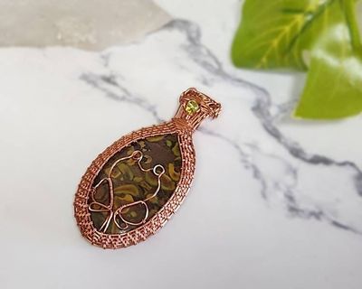 Alternate image for Fruit Jasper Copper Wire Wrapped Frog Pendant
