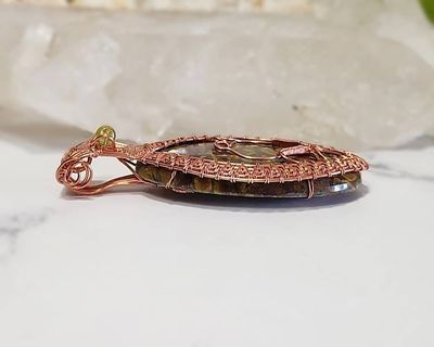Alternate image for Fruit Jasper Copper Wire Wrapped Frog Pendant