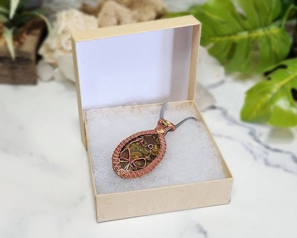 Alternate image for Fruit Jasper Copper Wire Wrapped Frog Pendant