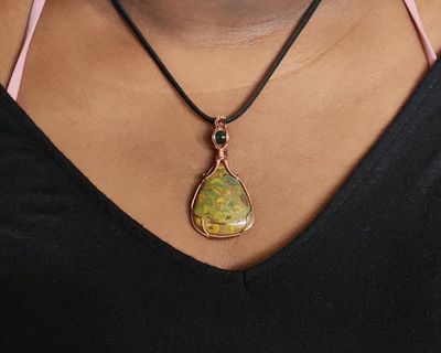 Alternate image for Fruit Jasper and Agate Copper Pendant