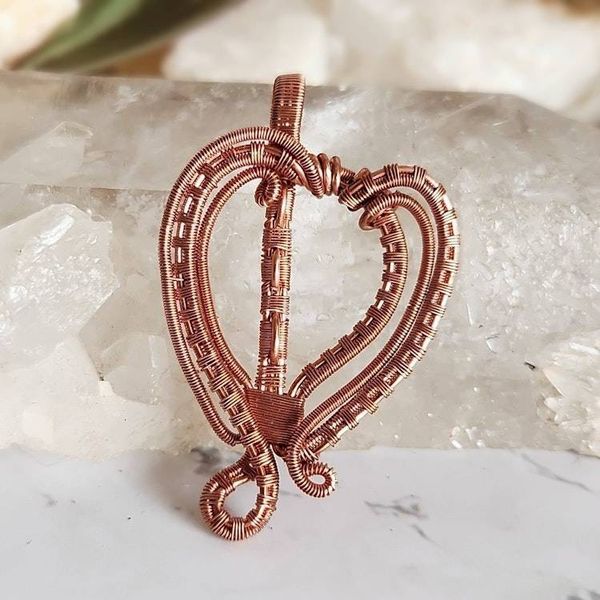 Alternate image for Copper Wire Wrapped Heart Pendant