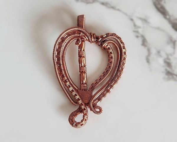Alternate image for Copper Wire Wrapped Heart Pendant