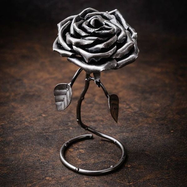 Image for Handcrafted Steel Rose Sculpture, Metal Flower Gift, Industrial Rose Decor