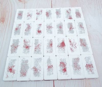 Alternate image for Resin Red and Silver Hearts Dominos Set of 28