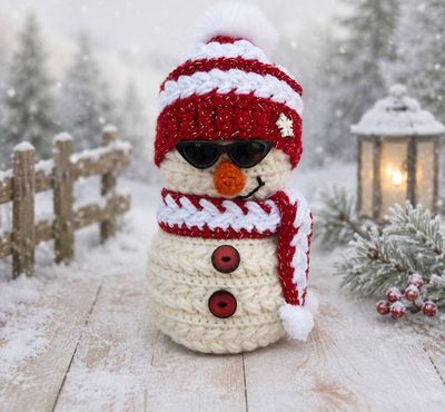 Primary image for Cool Crochet Snowman in Red and White