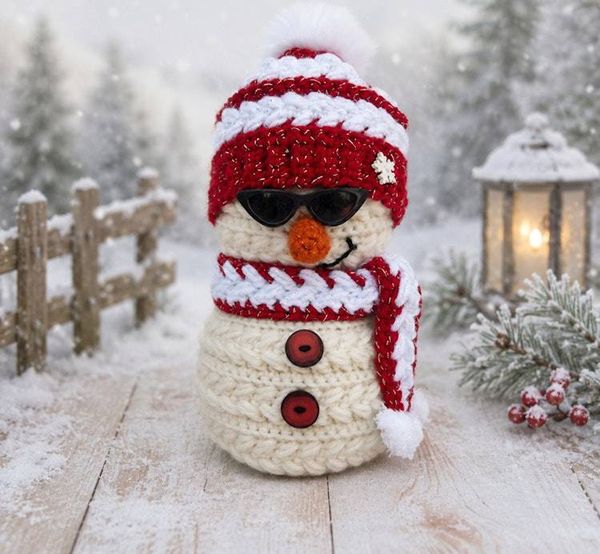 Alternate image for Cool Crochet Snowman in Red and White