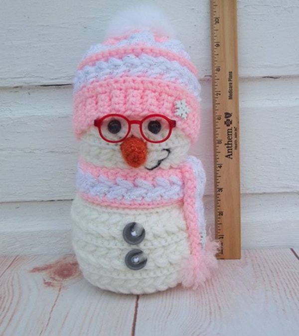 Alternate image for Cool Crochet Snowman in Pink and White