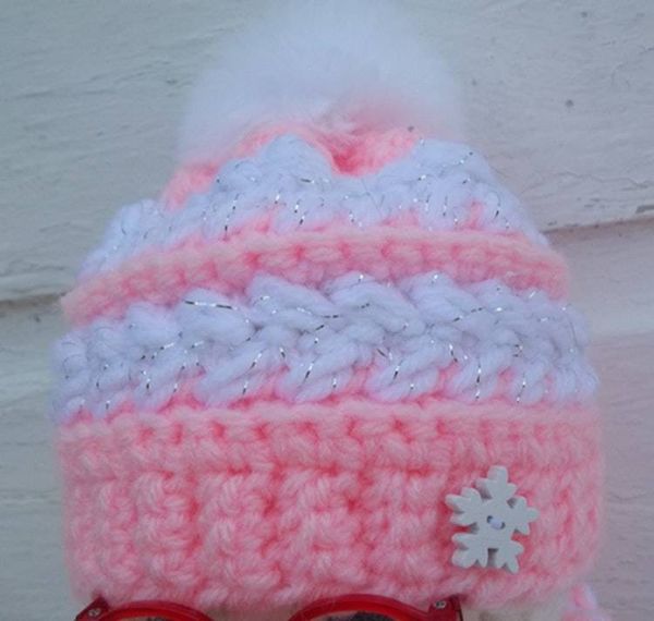 Alternate image for Cool Crochet Snowman in Pink and White