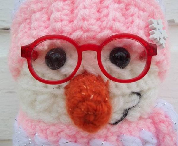 Alternate image for Cool Crochet Snowman in Pink and White