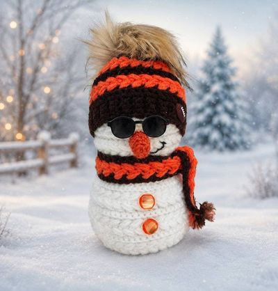 Primary image for Cool Crochet Snowman in Brown and Orange
