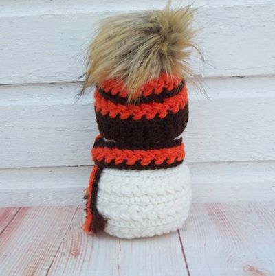 Alternate image for Cool Crochet Snowman in Brown and Orange