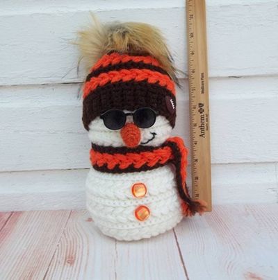 Alternate image for Cool Crochet Snowman in Brown and Orange
