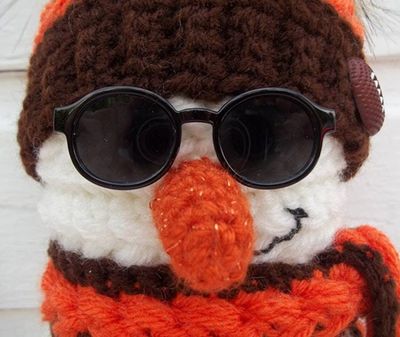 Alternate image for Cool Crochet Snowman in Brown and Orange