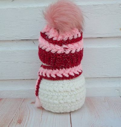 Alternate image for Cool Crochet Snowman in Pink and Red