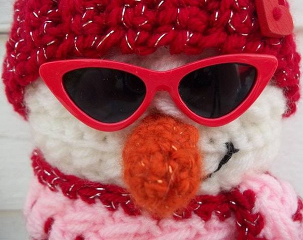Alternate image for Cool Crochet Snowman in Pink and Red