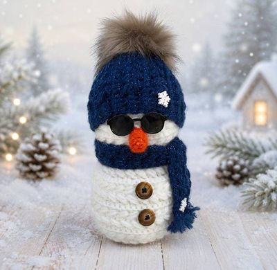Primary image for Cool Crochet Snowman in Blue