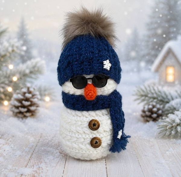 Alternate image for Cool Crochet Snowman in Blue