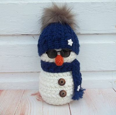 Alternate image for Cool Crochet Snowman in Blue