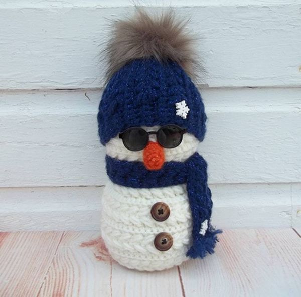 Alternate image for Cool Crochet Snowman in Blue