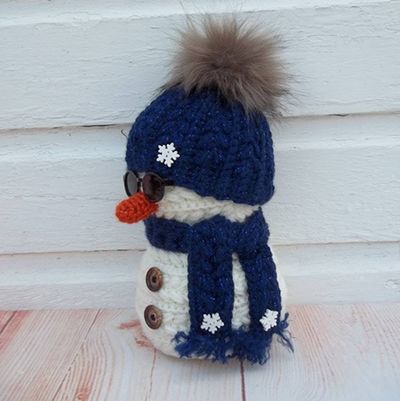Alternate image for Cool Crochet Snowman in Blue
