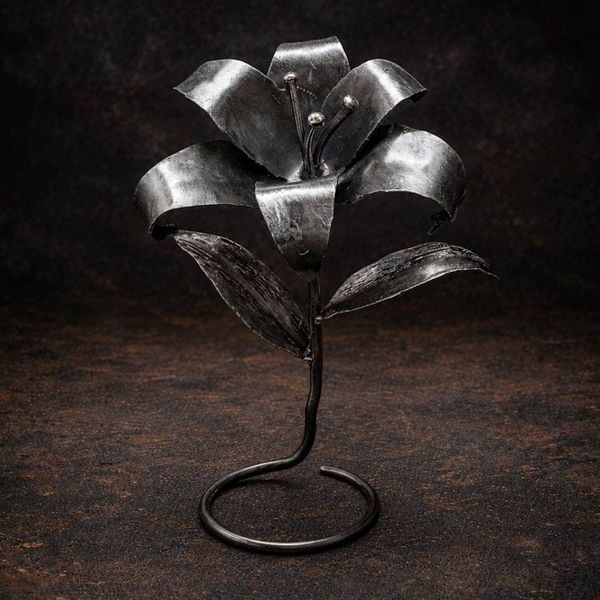 Image for Handcrafted Steel Lily Sculpture, Metal Flower Gift, Industrial Floral Decor