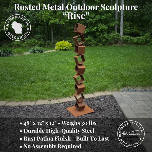 Alternate image for Rise – Handcrafted Modern Steel Garden Sculpture | Outdoor Rusted Metal Yard Art