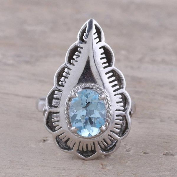 Alternate image for Blue topaz cocktail ring Teardrop