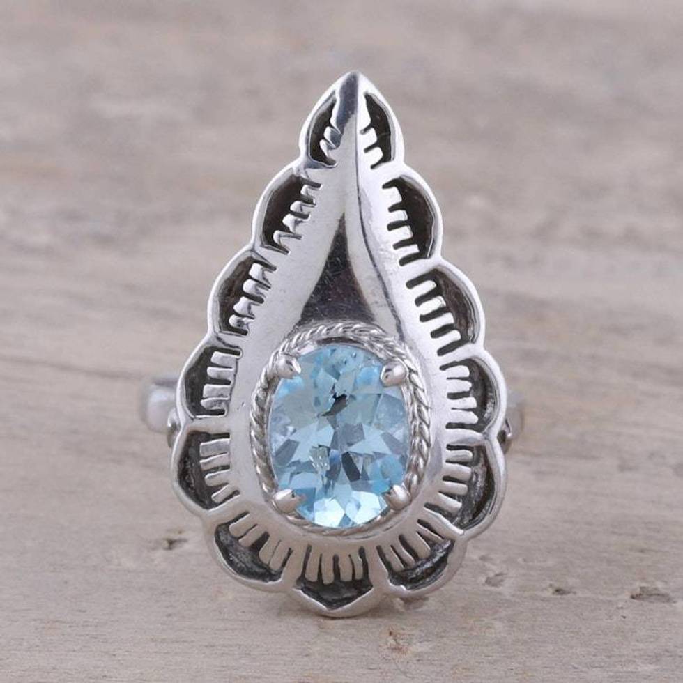 Blue topaz cocktail ring 'Teardrop'