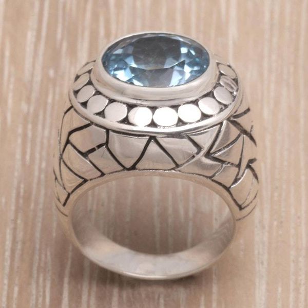 Alternate image for Blue topaz cocktail ring Blue Ocean