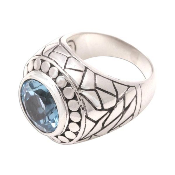 Alternate image for Blue topaz cocktail ring Blue Ocean