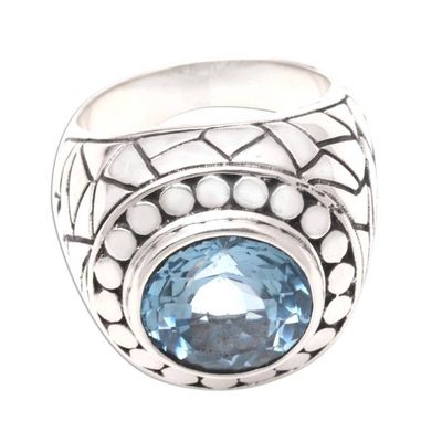 Alternate image for Blue topaz cocktail ring Blue Ocean