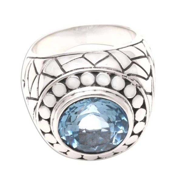 Alternate image for Blue topaz cocktail ring Blue Ocean