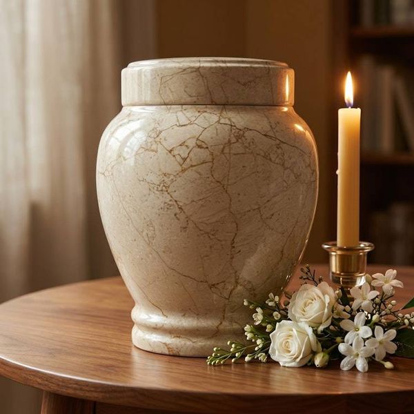 Alternate image for Marble Cremation Urns for Human Adult Ashes | Handcrafted Natural Stone Funeral Urn with Secure Lid, Large & Extra-large Sizes