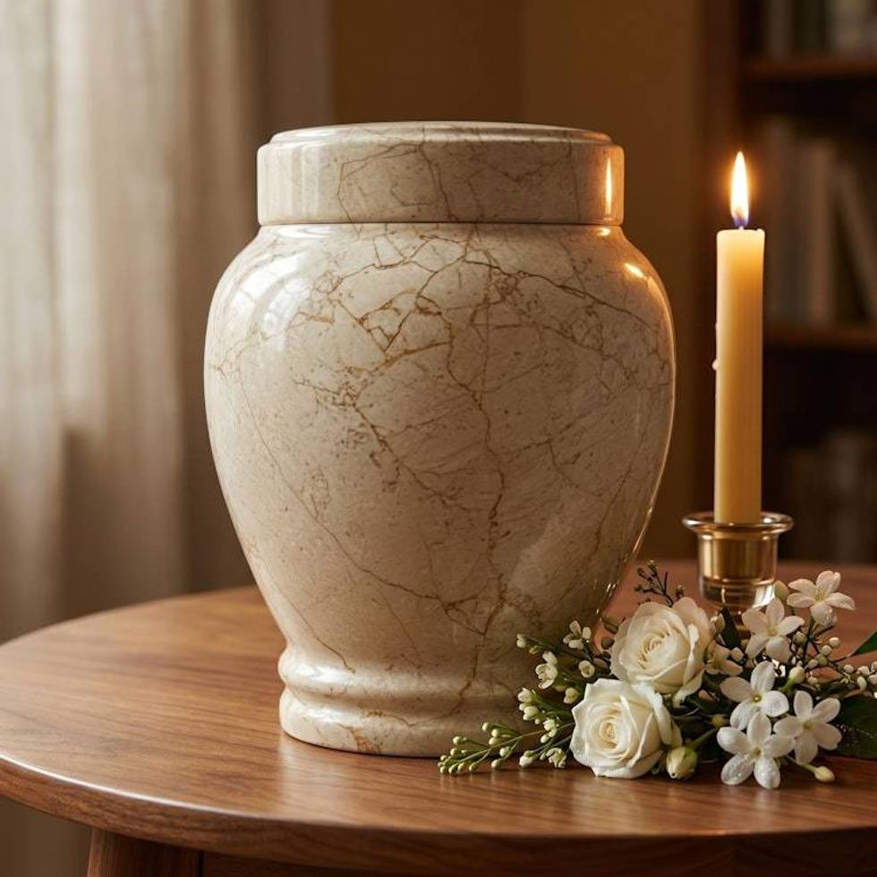 Marble Cremation Urns for Human Adult Ashes | Handcrafted Natural Stone Funeral Urn with Secure Lid, Large & Extra-large Sizes