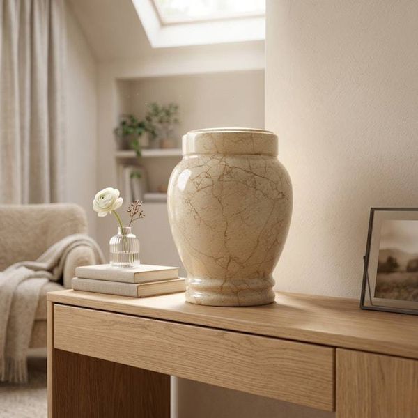 Alternate image for Marble Cremation Urns for Human Adult Ashes | Handcrafted Natural Stone Funeral Urn with Secure Lid, Large & Extra-large Sizes