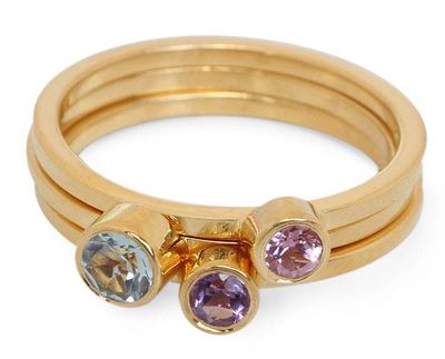 Alternate image for Gold Plated Multigem Stacking Rings Set of 3 Spring Glow