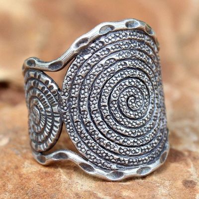 Primary image for Handcrafted Sterling Silver Band Ring Hill Tribe Moon