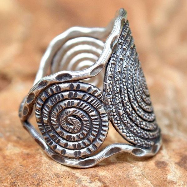 Alternate image for Handcrafted Sterling Silver Band Ring Hill Tribe Moon