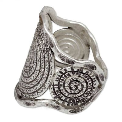 Alternate image for Handcrafted Sterling Silver Band Ring Hill Tribe Moon