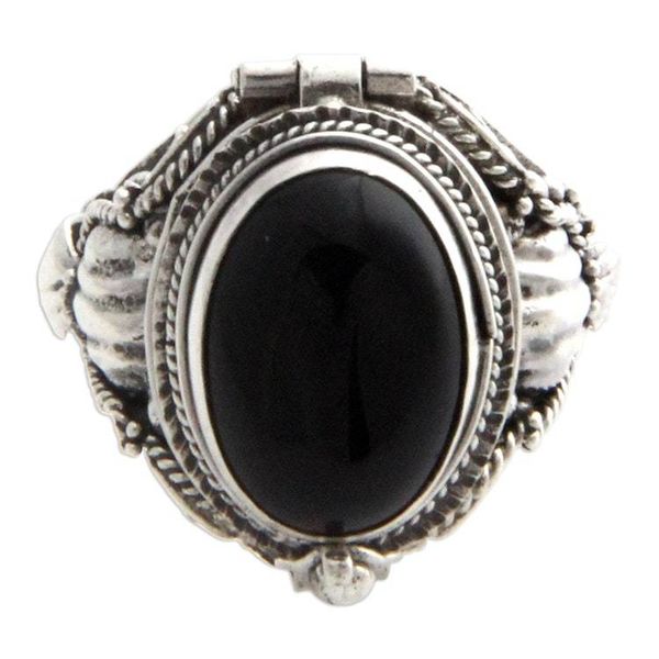 Alternate image for Sterling Silver Ring with Onyx Top Compartment Goth Secrets