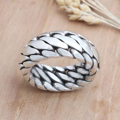 Primary image for Mens Sterling Silver Band Ring Sanca Kembang Python