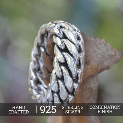 Alternate image for Mens Sterling Silver Band Ring Sanca Kembang Python