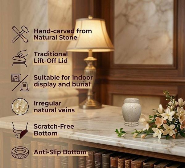Alternate image for Natural Marble Cremation Keepsake Urns for Human Ashes | Memorial Keepsake for Remembrance