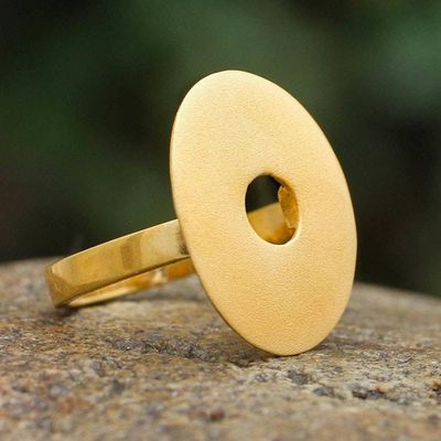 Primary image for Gold Plated Cocktail Ring Peru Artisan Jewelry Golden Aura