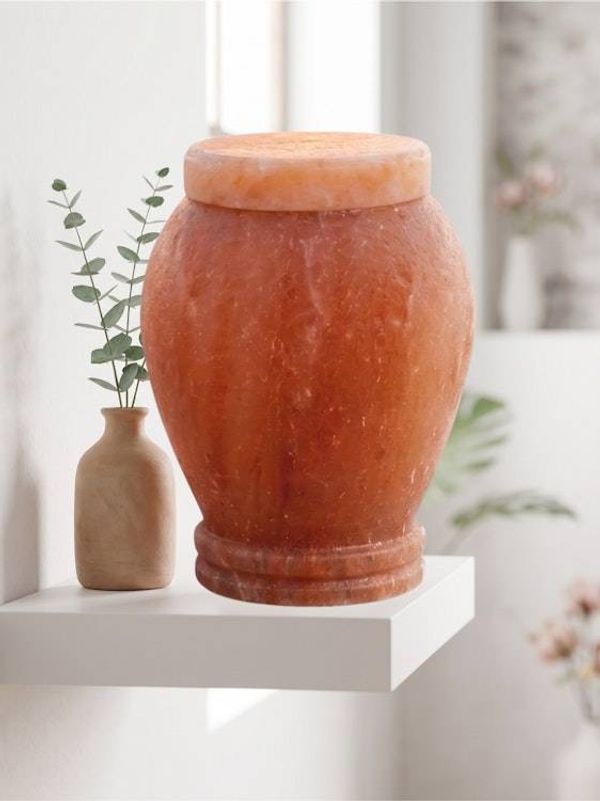 Alternate image for Pink Himalayan Salt Cremation Urn for Human Adult Ashes | Biodegradable & Water Soluble Memorial Urn Large Adult Sizes