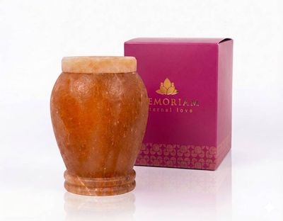 Alternate image for Pink Himalayan Salt Cremation Urn for Human Adult Ashes | Biodegradable & Water Soluble Memorial Urn Large Adult Sizes