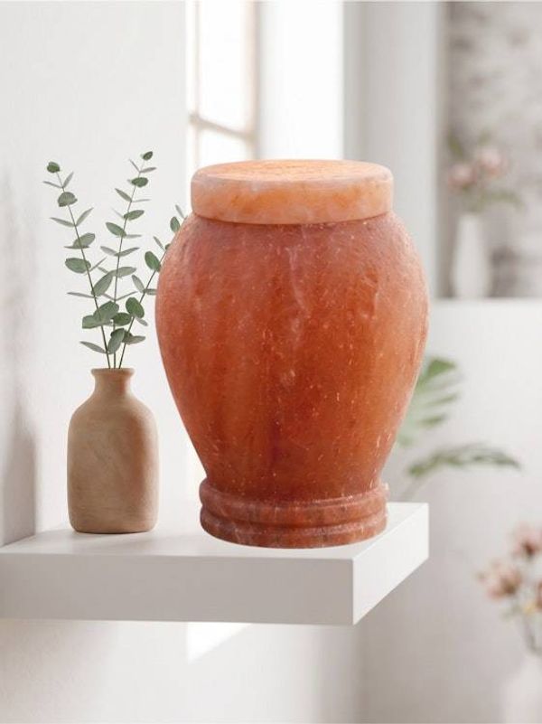 Alternate image for Pink Himalayan Salt Cremation Urn for Human Adult Ashes | Biodegradable & Water Soluble Memorial Urn Large Adult Sizes