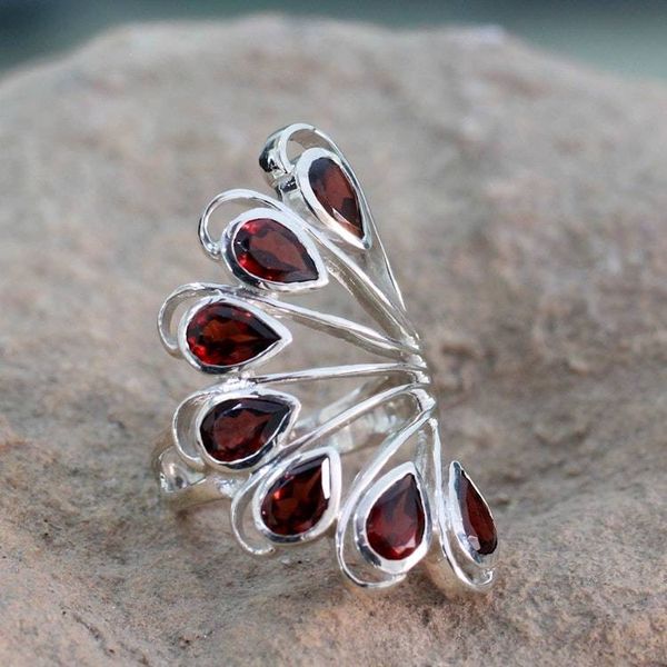 Alternate image for 3.5 Cts Garnet and Sterling Silver Ring from India Jewelry Wing of Love