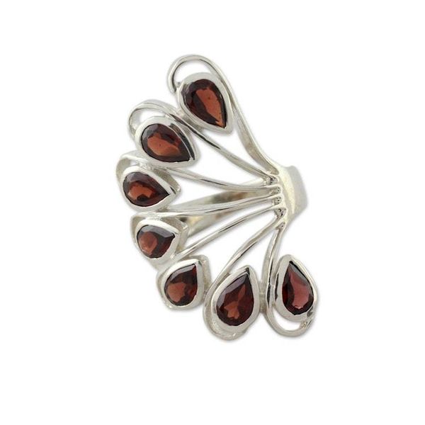 Alternate image for 3.5 Cts Garnet and Sterling Silver Ring from India Jewelry Wing of Love