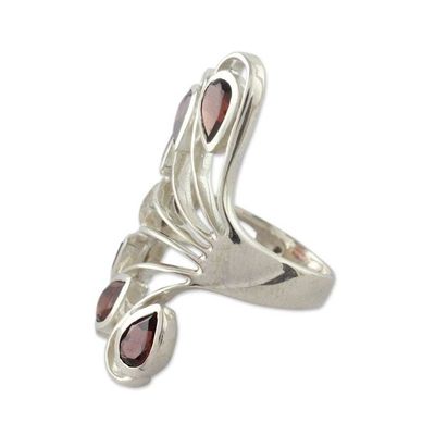 Alternate image for 3.5 Cts Garnet and Sterling Silver Ring from India Jewelry Wing of Love